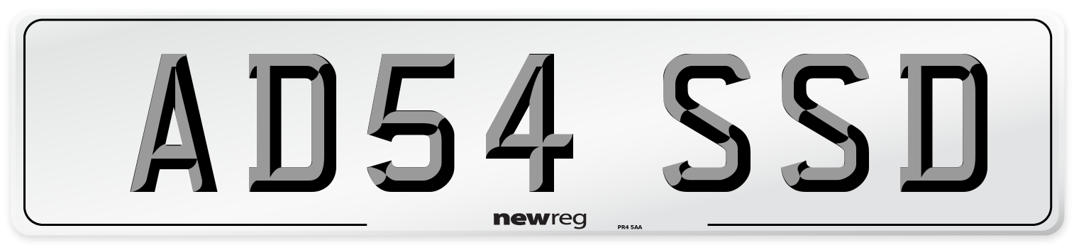 AD54 SSD Number Plate from New Reg